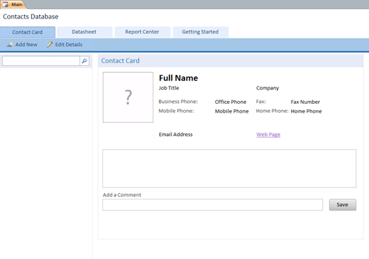 Free Contact Database Template in MS Access Format