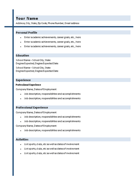 Recent College Graduate Resume Template