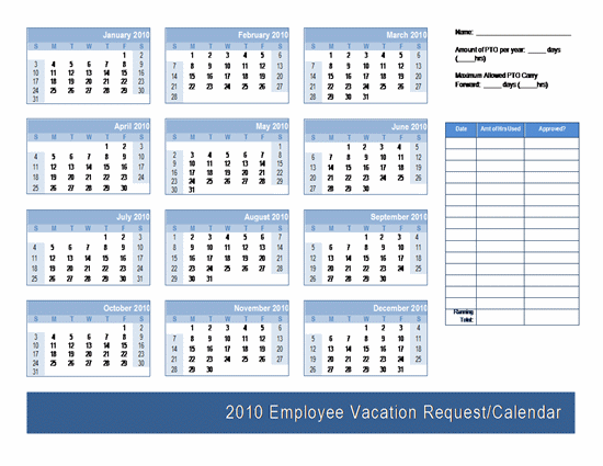 Employee Vacation Request / Calendar Template | Calendars | Ready-Made