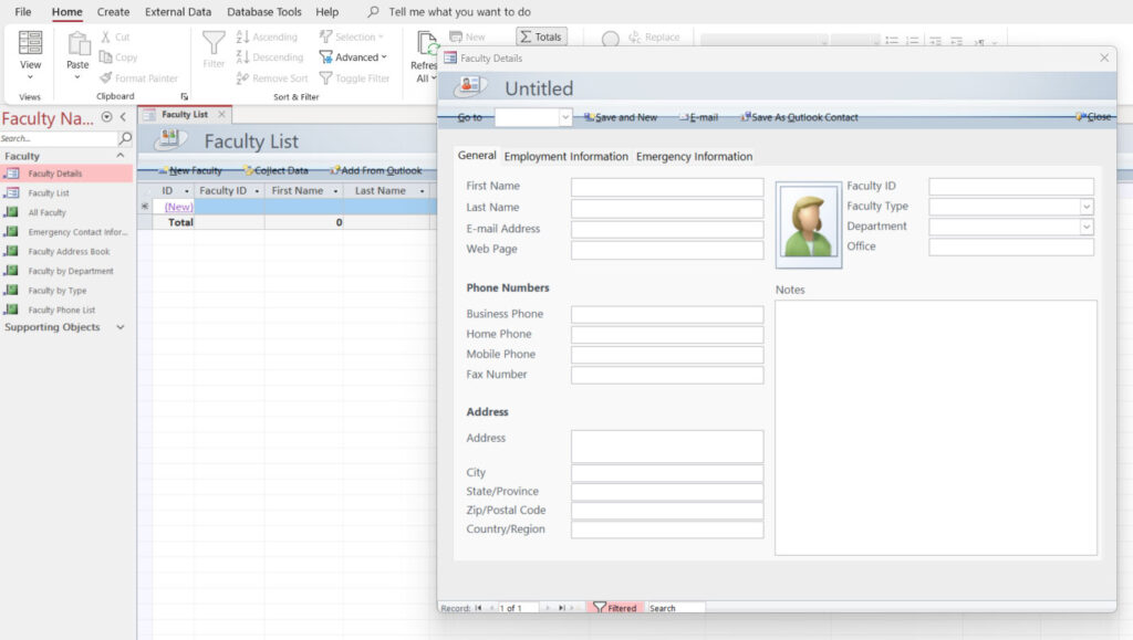 faculty-employee-database-template