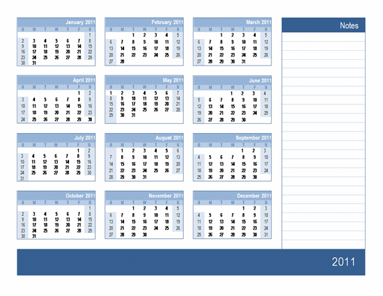 This 2011 Calendar template is