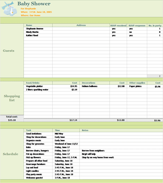 Baby Shower Event Planner Planners ReadyMade Office Templates