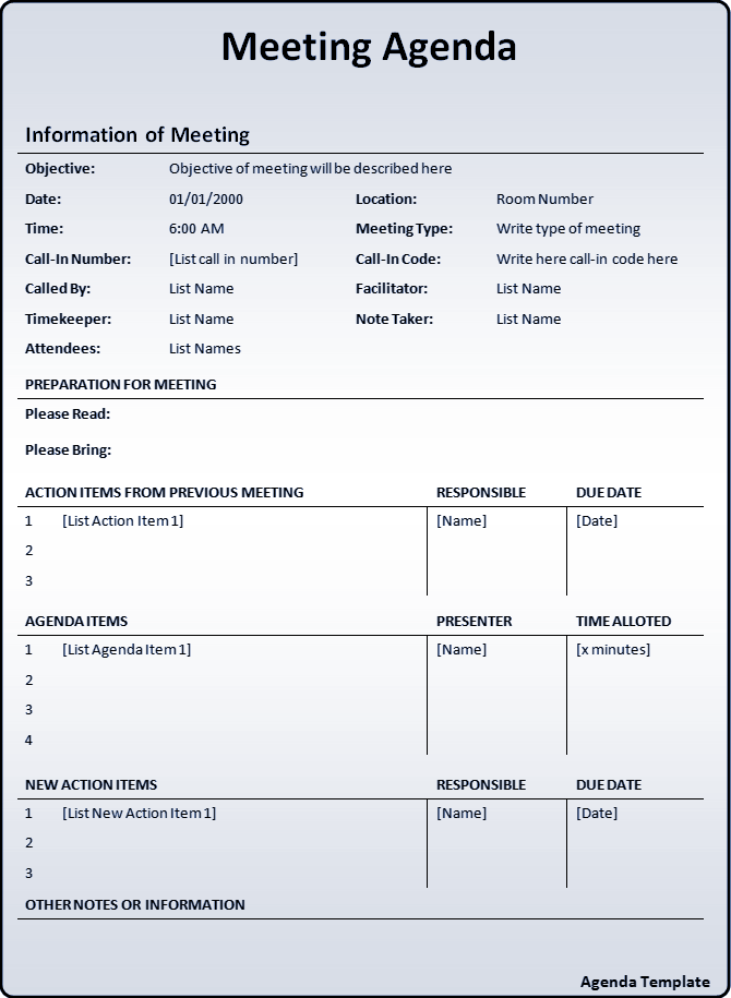 MS Office Word Agenda Template Meeting Agenda Template Meeting Notes 
