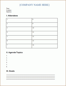 Microsoft Word Business Meeting Agenda Template