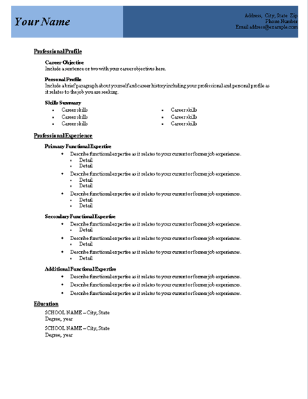 Functional Cv Format from www.freemicrosofttemplates.com