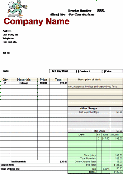Billing Invoice Template With Automatically Marks Up Materials Ready Made Office Templates
