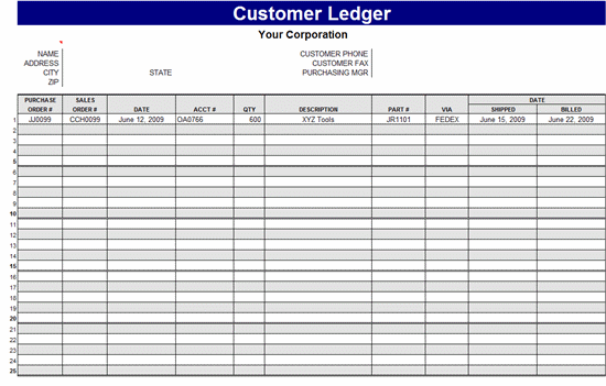 ledger excel template