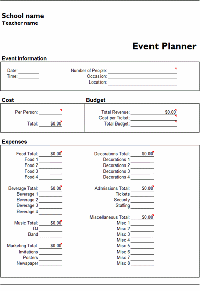 Ms Excel Event Planner Template Ready Made Office Templates