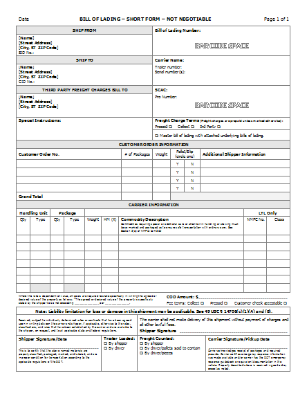 Master Bill Of Lading Template - Download in Word, Google Docs