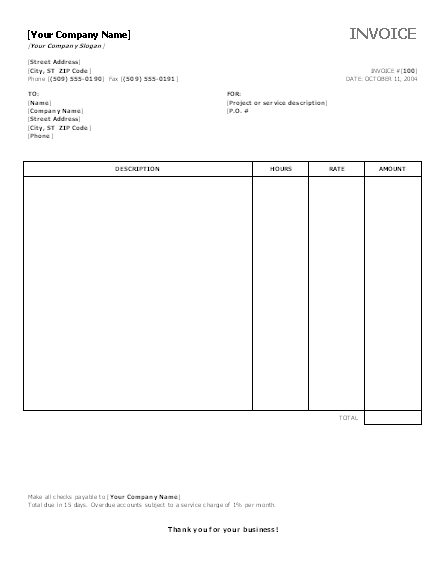 Microsoft Office Word Invoice Template